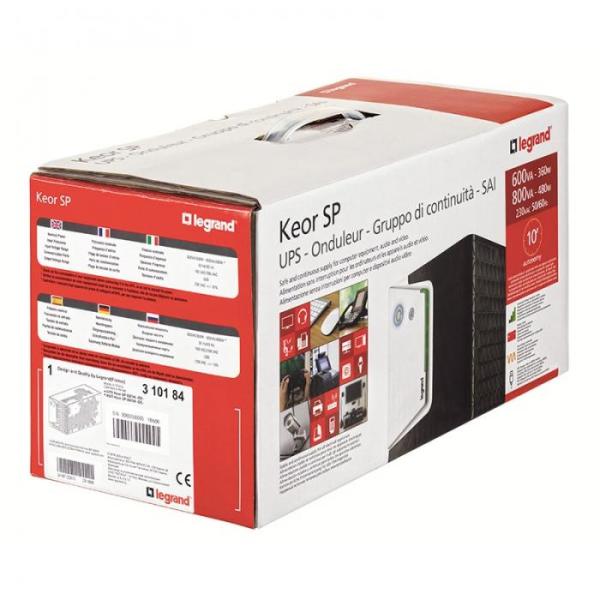 Ups legrand keor sp 1000, 1000va/ 600w, 2x iec + 2x german standard sockets, usb port, baterie 2x 12v 7ah, 230v, stabilizator electronic (avr), forma tower, tehnologie line interactiv, dimensiuni 148 x 173 x 380mm