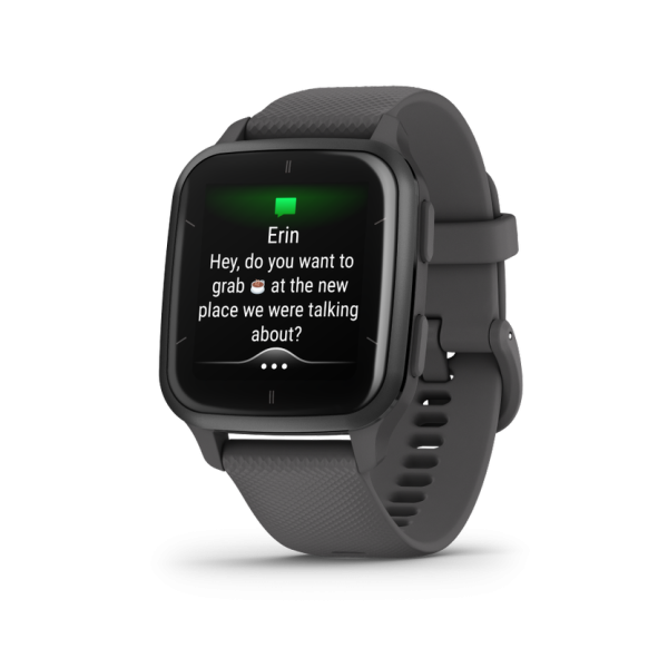 Ceas smartwatch garmin venu sq2 slate bezel shadow gray, silicone band 20mm, nfc, gps, 5 atm water proof