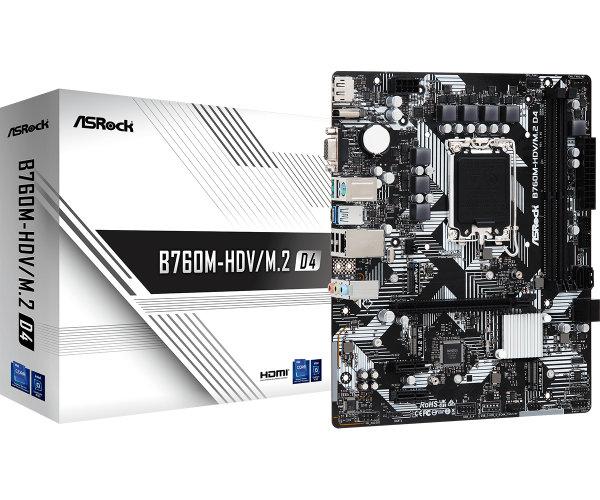 Placa de baza asrock b760m-hdv/m.2 ddr4, 2x ddr4