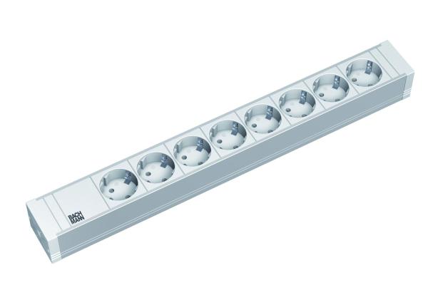 Bachmann it pdu 8 x prize schuko, in schuko,  1u, impamantare, fara intrerupator, 2 metri, ral 7035, pvc