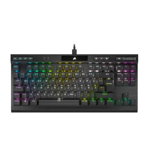 Tastatura gaming mecanica corsair k70 rgb tkl champion series, iluminare rgb icue, switch optic corsair opx rapidfire, butoane doubleshot pbt, negru
