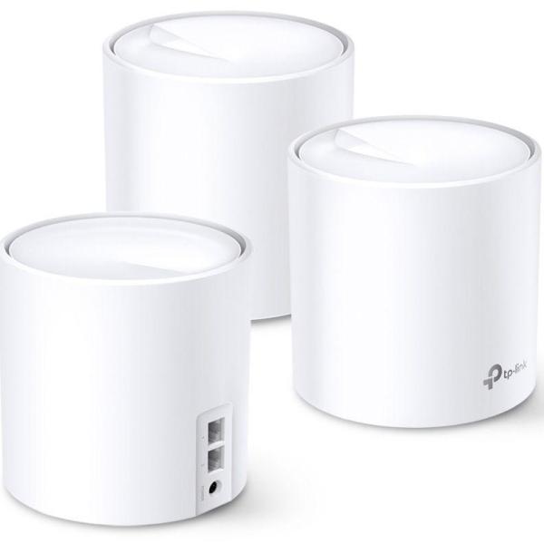 Tp-link ax3000 whole home mesh wi-fi 6 system, deco x60(3-pack);  standarde wireless: ieee 802.11 ax/ac/n/a 5 ghz, ieee 802.11 ax/n/g/b 2.4 ghz, 2 lan/wan gigabit ethernet ports, qualcomm 1 ghz quad-core cpu, 4 internal antennas per deco unit, 2402 mbps (