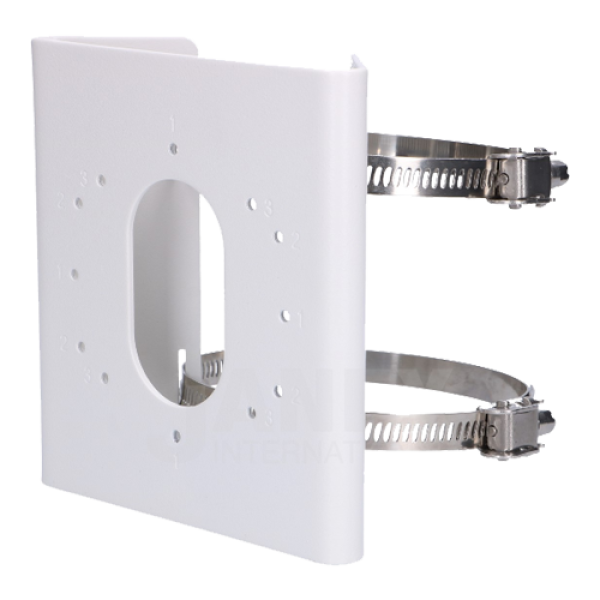 Suport de montaj pe stalp hikvision ds-1275zj-s-sus, dimensiuni: 144 mm × 131.6 mm × 44.3 mm, greutate: 760 g