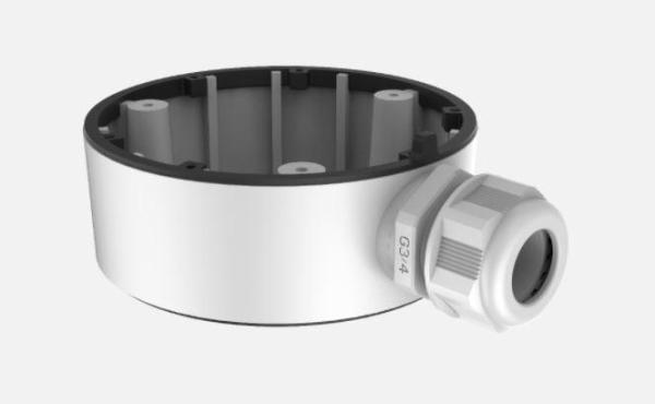 Cutie jonctiune hikvision ds-1280zj-tr13, material aliaj de aluminiu, culoare alba, dimensiuni: Φ 110 mm × 144.3 mm × 48 mm, greutate: 187 g