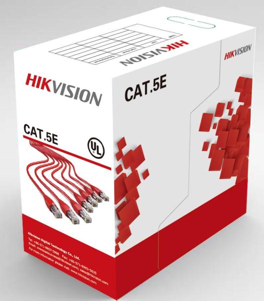 Cablu u/utp cat. 5e hikvision, ds-1ln5e-s, 4x24awg, material cupru integral, ansi/tia-568-c.2 pvc, cutie 305 metri.