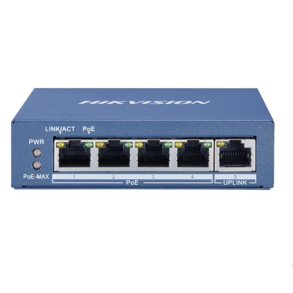 Switch hikvison ds-3e0505p-e, 4-port, poe