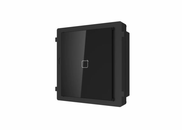 Modul cititor de card mifare pentru videointerfon modular hikvision ds-kd-m; deschidere usi cu card acces mifare 13.56 mhz (cardurile nu suntincluse); iluminare pe timp de noapte; protectie ip 65; dimensiuni: 98.5mm × 100 mm × 33.7 mm; temperatura de func