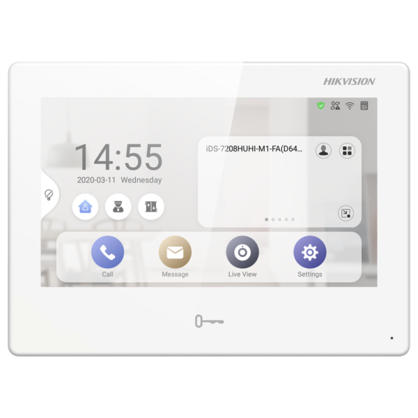Post interior videointerfon 7 inchi cu android hikvision ds-kh9310-wte1 (b)wifi, management pentru toate sistemele hikvision conectate prin hik connect, apelare video si deschidere usa din aplicatia mobila, ecran tft 7 inch color, rezolutie 1024 × 600,  a