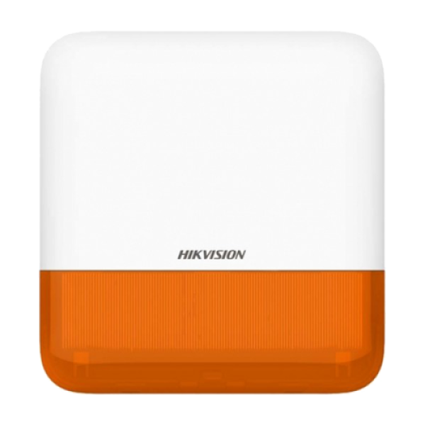 Sirene de exterior wireless axpro hikvision ds-ps1-e-we(orange indicator), frecventa de operare: 868 mhz, comunicare bidirectionala tri-x wireless protocol, distanta de comunica rf: 1600metri, criptare: aes-128, 2 x tamper, strobe light blue, nivel sonor:
