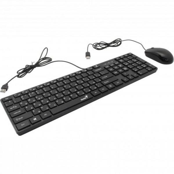 Kit tastatura+mouse genius slimstar c126, cu fir, negru