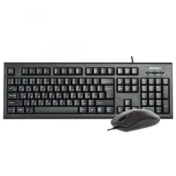 Kit tastatura + mouse a4tech kr-8520d, cu fir, negru