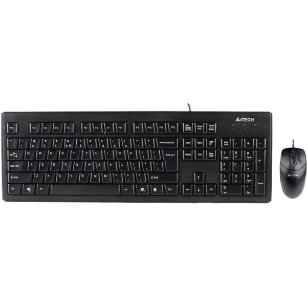 Kit tastatura + mouse a4tech krs-8372, cu fir, negru