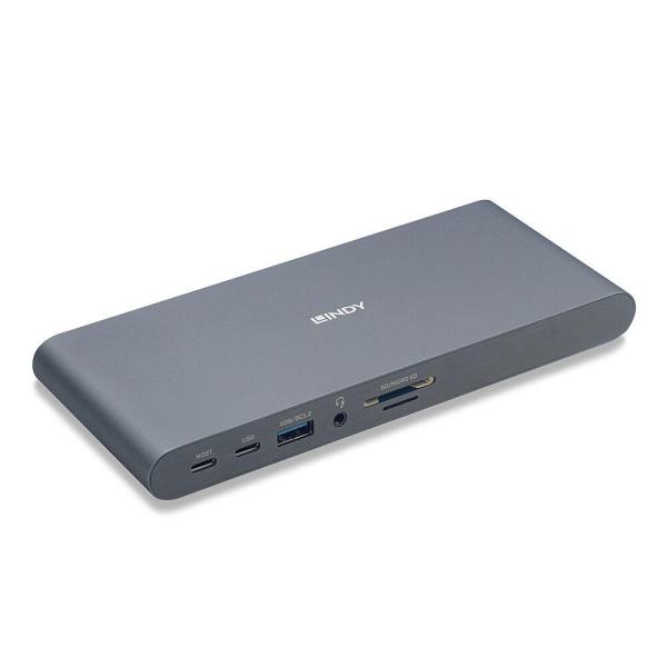 Dock laptop lindy usb 3.2 type c, 5k dp, pd 3.0 100w, gigabit, sd, microsd, audio