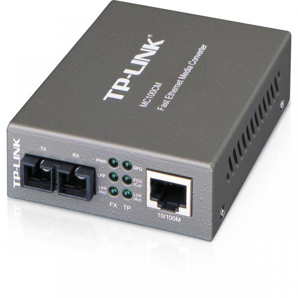 Switch media convertor tp-link, 2 porturi (1x100mbps sc, 1x10/100 mbps (rj-45)),  10/100base-tx to 100base-fx (sc), multi-mode, 2km, montabil in sasiu