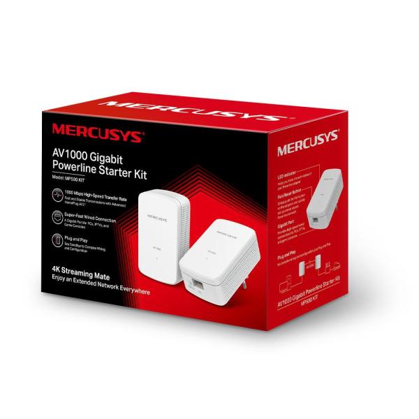 Powerline mercusys mp500 kit, av1000, gigabit, 1000 mbps