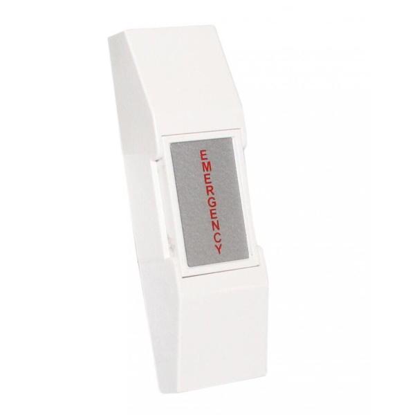 Buton de panica aplicabil, din plastic, nd-eb02; iesire contact: no/nc, tensiune 12v, 300 ma, auto reset, culoare alba; icon: emergency; dimensiuni: (l x w x h)76 x 17 x 17mm; set 10 bucati