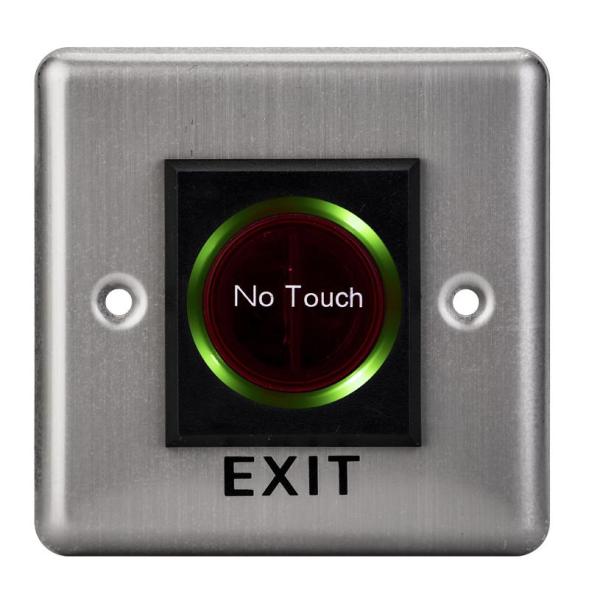Buton de iesire cu infrarosu, incastrabil, nd-eb15-2;iesire contact:no/nc; icon: no touch; led stare bi-color: albastru- verde; distanta actionare: 5-15cm; dimensiuni: (l x w x h)86 x 86 x 25mm;