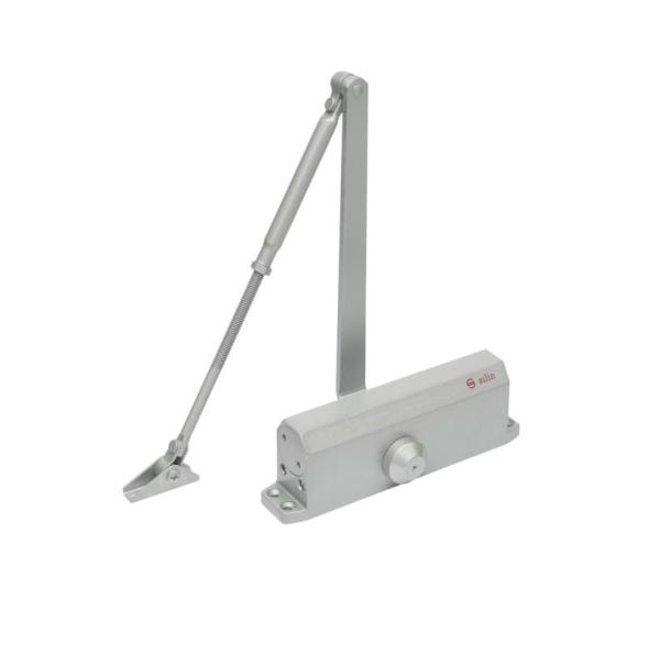 Amortizor hidraulic cu brat sa-5044aw-sv, argintiu; pentru: usi cu greutatea de 60-85 kg; latime usa ≤1050mm; ulei hidraulic termostabil; viteza de inchidere reglabila; montare universala: stanga sau dreapta; culoare: argintiu; deschidere usa la 180°;