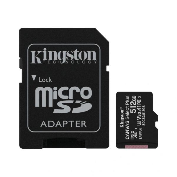 Card de memorie microsd kingston select plus, 512gb, adaptor sd, class 10
