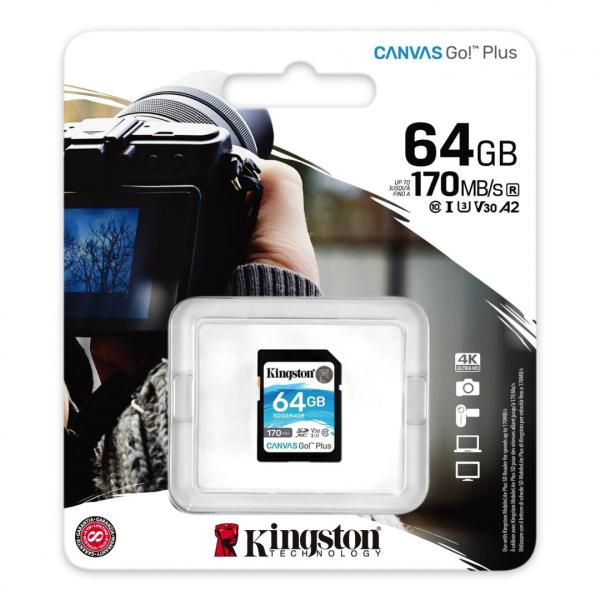 Card de memorie sd kingston canvas go plus, 64gb, class 10