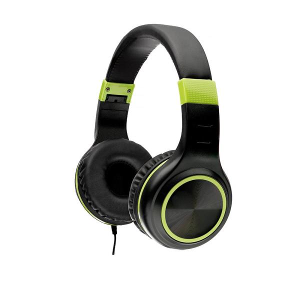 Casti cu micr. spacer pearl green, cu fir, multimedia,  2x jack 3.5mm, microfon pe fir, driver 40mm, 20hz - 20000hz, pliabile, 1.8m, negru si verde