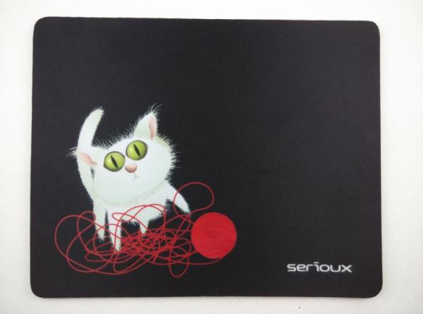 Mouse pad serioux, model cat and ball of yarn, msp01, suprafata textila, baza cauciucata, 250*200*3mm