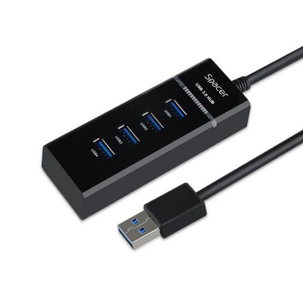 Hub extern spacer, porturi usb: usb 3.0 x 4, conectare prin usb 3.0, negru
