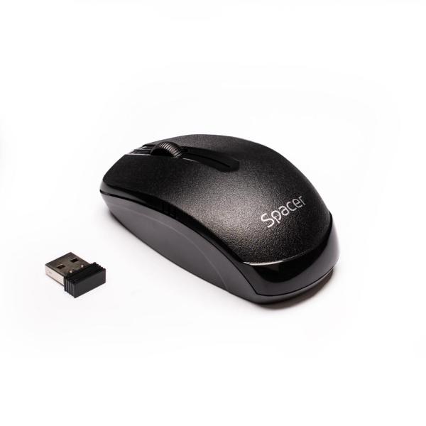Mouse spacer, pc sau nb, fara fir, usb 2.4 ghz, optic, 1000 dpi, butoane/scroll 3/1, negru, spmo-161