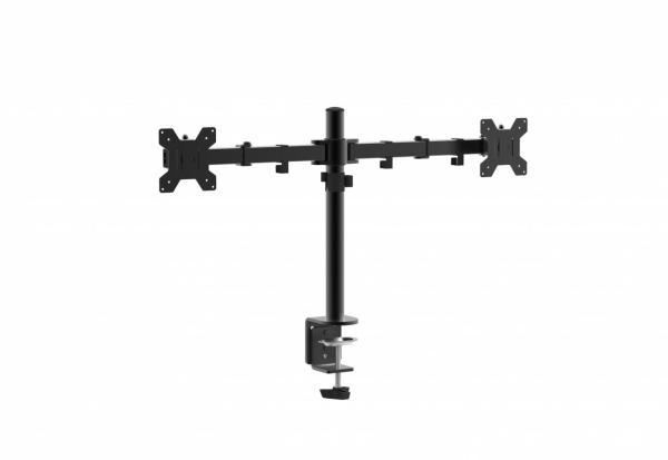 Suport dublu monitor serioux, mm1903a, mobil, tilt:+/- 90 °, swivel: 180 ° , rotatie 360°, vesa: 75×75 / 100×100mm, compatibilitate 10"-27" , reglabil pe inaltime: 400mm ,extensie braț: 415mm ,greutate maxima suportata 8 kg, culoare negru