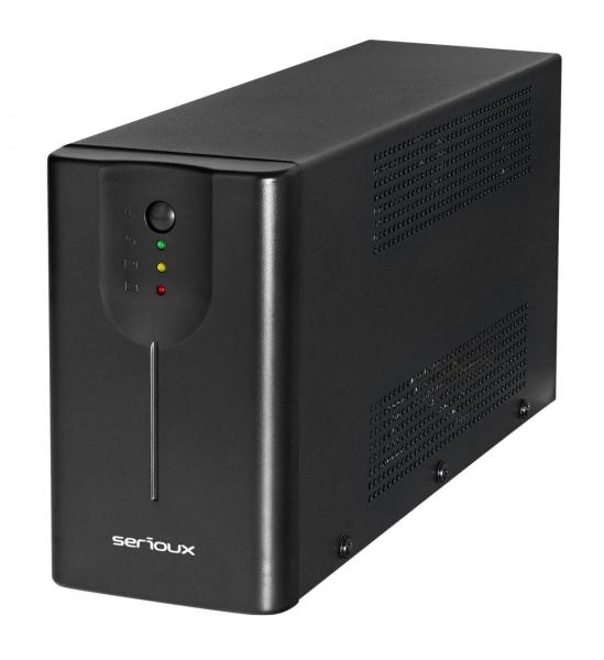 Ups serioux line interactive 1200li,led, capacitate 1200va/720w, 4 prize schuko , baterie 12 v / 7.0 ah × 2, timp mediu de functionare pe baterii 10 min - 50% sarcina, management usb/rj45, software inclus,