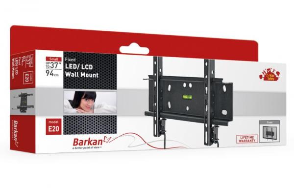 suport tv de perete, barkan e20.b, fix, 26"- 39", vesa 200 x 200 mm, suporta pana la 40kg, negru
