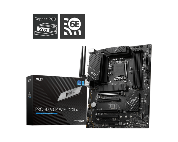 Placa de baza msi pro b760-p wifi ddr4 lga1700  specifications model name pro b760-p wifi ddr4 cpu support supports 12th/ 13th gen intel® core™ processors, pentium® gold and celeron® processors cpu socket lga 1700 chipset intel® b760 chipset expansion slo
