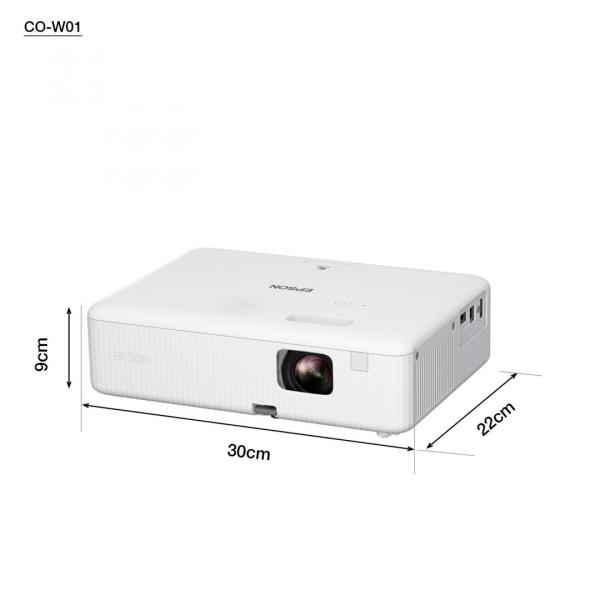Proiector epson co-w01, 3lcd, 3.000 lumeni/ 2.000 ecomode, wxga, hd ready, 16:10, lampa 6.000 ore/ 12.000 ore economy mode, corectie ± 30, zoom 1- 1.35, dimensiune maxima imagine 378", distanta maxima de proiectie 10.4 m, hdmi 1.4, usb 2.0-a, usb 2.0 type