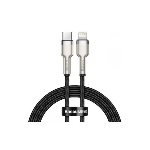 Cablu alimentare si date baseus cafule metal, fast charging data cable pt. smartphone, usb type-c la lightning iphone pd 20w, 2m, negru