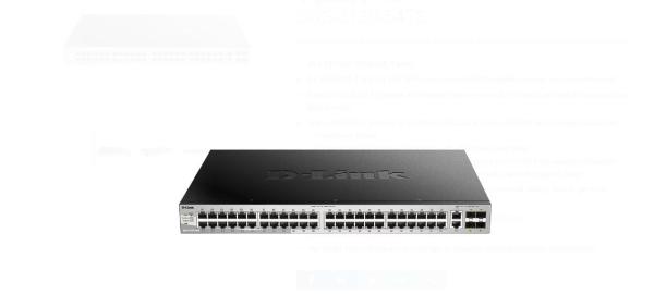 Switch d-link dgs-3130-54ts/si, 54-port gigabit sfp l3 stackable managed switch, 48 x 10/100/1000base-t ports, 2 x 10gbase-t and 4 x 10g sfp+ ports, layer 3, 80 gbps.