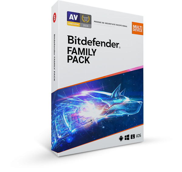 Licenta retail bitdefender family pack - protectie anti-malwarecompleta pentru toata familia, disponibila pentru windows, macos, ios si android, valabila pentru 1 an, 15 dispozitive, new.