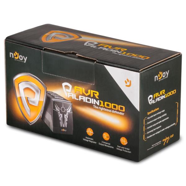 Avr njoy paladin 1000, 1000va/500w, 3 prize schuko, protectie la supra si sub voltaje