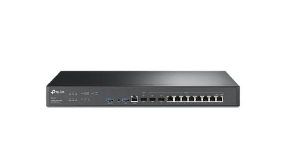 Tp-link omada router vpn multi-wan cu porturi 10g, er8411, interfata: 2× porturi 10ge sfp+ (1× wan, 1× wan/lan), 1× port wan/lan sfp gigabit, 8× porturi wan/lan rj45 gigabit,  1× port rj45 pe console, 2× porturi usb 3.0, memorie ram: 4 gb ddr4, flash: 4mb