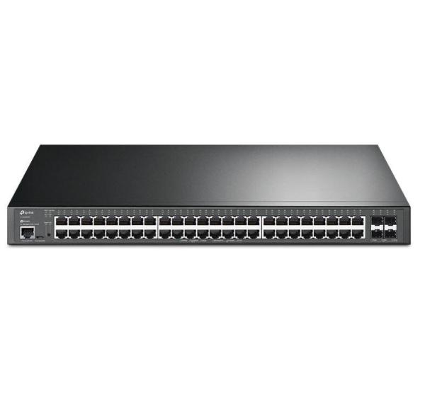 Tp-link tl-sg3452xp switch jetstream cu management | 4× porturi 10ge sfp+ și 48× porturi gigabit, poe, interfață: 48× poturi rj45 10/100/1000 mbps poe,  4× porturi 10g sfp+, 1× port rj45 pe console, 1× port micro- usb pe console, 3 ventilatoare, dimensiun