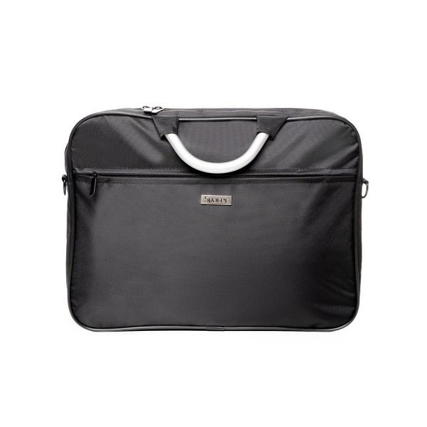 Geanta laptop spacer spsb-axel-bk 15.6", 1x compartiment buzunar frontal, manere aluminiu, waterproof, nylon, negru
