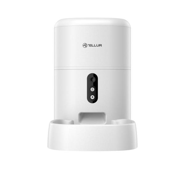 Tellur dispenser de mancare smart pentru animale de companie, capacitate 4l, alb