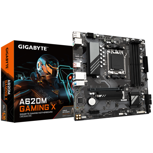 Placa de baza gigabyte a620m gaming x ax am5, 4x ddr5, 1x displayport, 1x hdmi, 1x pcie x16, 1x pcie x1, 1x m.2, 4x sata 6gbps, matx
