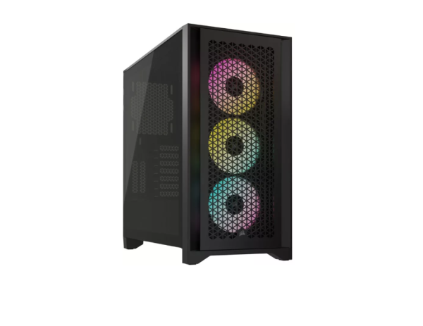 Carcasa corsair icue 4000d rgb airflow mid tower atx, 3 ventilatoare incluse 120mm, 2x 3.5" drive bays, 2x 2.5" drive bays, dimensiune 466x453x230mm, negru