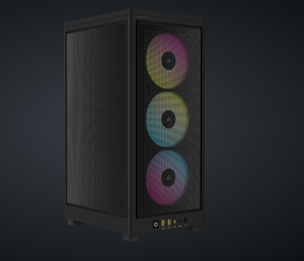 Carcasa corsair 2000d airflow rgb mini-itx, panou tempered glass, 3x 2.5" drive bays, dimensiune 458x271x200, negru