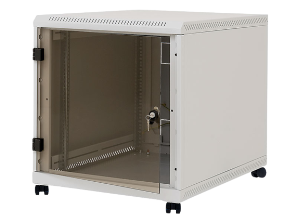 Rack de podea 19" triton 12u 600x1000mm usa fata sticla panouri laterale/spate detasabile sectiuni pentru ventilatie activa, sectiuni acces cabluri sus/jos/spate ip30 gri