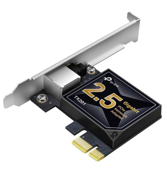 Adaptor wireless tp-link, tx201, 2.5 gigabit pcie, standarde și protocoale: ieee 802.3, ieee 802.3u, ieee 802.3ab, ieee 802.3bz, ieee 802.3x, interfata: 1× pci express 2.1 x 1, 1× rj45 gigabit/megabit port, dimensiuni: 120.8 × 98.2 × 21.5 mm.