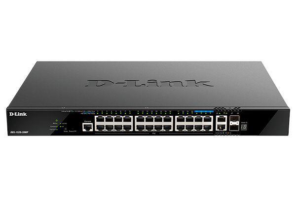 Switch d-link dgs-1520-28mp, 28 porturi gigabit,24 x 10/100/1000base-t, 2 x 10gbase-t, 2 x 10g sfp+, switching capacity: 128 gbps, maximum forwarding rate: 104.16 mbps, poe budget: 370w, l3 managed.