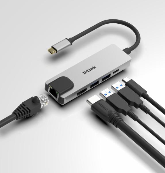 Hub usb dlink dub-m520, 5 porturi, gri