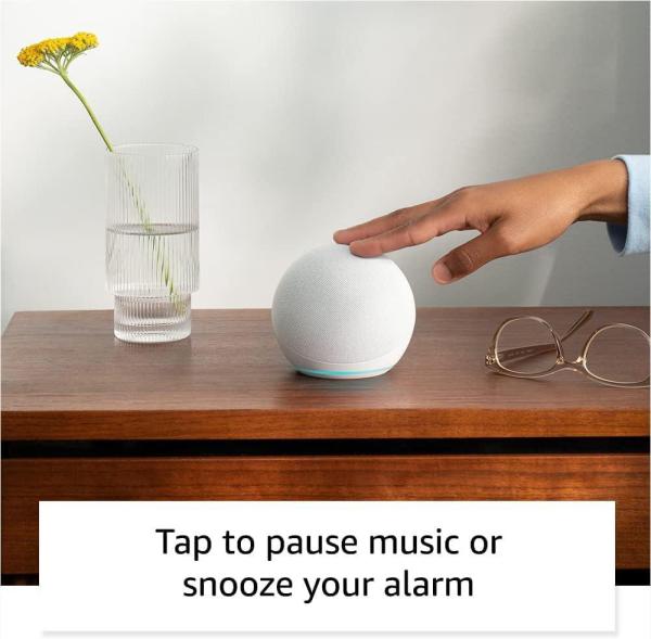Boxa inteligenta amazon echo dot 5 (2022), control voce alexa, bluetooth, wi-fi, glacier white