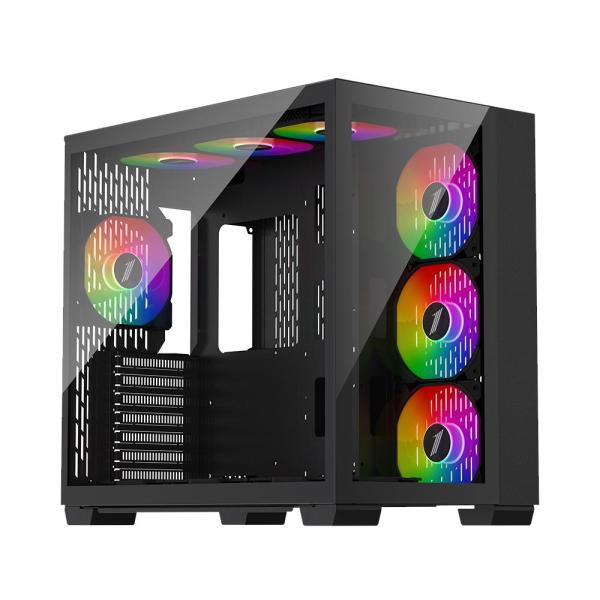 Case mv8(atx) black, f&l side panel: tempered glass